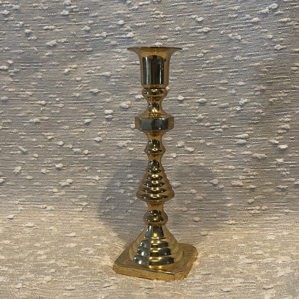 Vtg Beehive Baldwin 7.5 " Brass Candlestick Square‎ Base